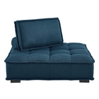 Modway Saunter Tufted Fabric Armless Chair - Azure-Non-Marking Foot Caps
