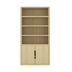Manhattan Comfort 2-Piece Rivington 40" Modern 4-Shelf Bookcase Cabinet - Natural Oak-Adjustable shelving offers customizable storage for everything from tall books to decorative accents