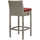 Modway Conduit Outdoor Patio Wicker Rattan Bar Stool - Light Gray Currant - Set of 2-All-Weather Cushion Cover