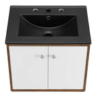 Modway Transmit 24" Wall-Mount Bathroom Vanity - White/Black-Chrome Hardware