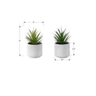 Monarch Specialties 9362 9" Tall Artificial Succulents - White Cement Pots - Set of 2-Designed for lasting confidence, this artificial plant set is backed by a 5-year limited warranty, ensuring durability and long-term style
