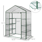 Outsunny 3-Tier Mini Greenhouse with 4 Shelves - Roll-Up Door - Weatherized Cover - Green- Roll-up door with zipper access for entry
 