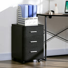 Vinsetto 3-Drawer Letter/A4 Filing Cabinet with Lock & Wheels - Black-4 universal wheels with 2 front lockable for safety
