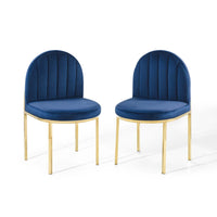 Modway Isla Performance Velvet Dining Side Chair - Gold/Navy - 2 Pack-Glam Deco Dining Chair