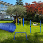 PawHut Dog Outdoor Exercise Training Set with Tunnel, 4 Weave Poles, High Jumper-Adjustable height of high jump 