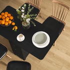 HOMCOM Rolling Drop Leaf Folding Dining Table with Drawers & Storage Cabinet for 4-6 - Black-Made of solid particleboard offers a rigid frame