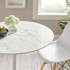 Modway Lippa 36" Round Faux Marble Dining Table - White-Seats 2