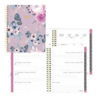 Blueline 2026 Lavender Floral Weekly/Monthly Planner with Monthly Tabs - 11'' x 8-1/2'' - Trilingual-12-Month: January 2026 to December 2026