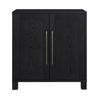 Hudson&Canal Chabot 28"W Accent Cabinet - Black Grain-Features two swing-out doors, adjustable center shelf, and a cable management cut-out