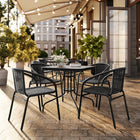 Flash Furniture Black Rattan Indoor-Outdoor Restaurant Stack Chair-Curved Back