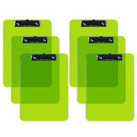 Davis Group Transparent Clipboards - Letter Size - 9" W x 12" H - Neon Green - 6 Pack-Clipboards are made of tough, durable injection molded plastic and feature smooth edges