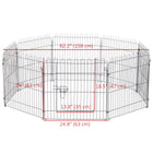 PawHut 8-Panel Dog Playpen for Indoor & Outdoor - 24" H-Double lock door for convenient entry/exist and ensures great safety