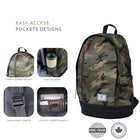 Habitu Travel Laptop Zip Backpack - Green Camo-Dimensions: 16.9" H x 11.8" W x 4.7"D