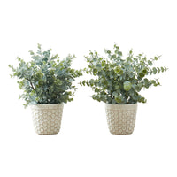 Monarch Specialties 13" Artificial Indoor Eucalyptus Grass - White Pots - Brown Pots - Set of 2-Add a touch of greenery to your home or office space with this set of 2, indoor only artificial eucalyptus grass plants up to 13" tall