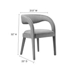 Modway Pinnacle Performance Velvet Dining Chair - Grey - 2 Pack-Dense Foam Padding
