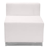 Flash Furniture HERCULES Alon Series Melrose Leather Chair with Brushed Stainless Steel Base - White-Modular Chair