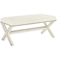 Modway Rivet Performance Velvet Bench - Ivory-Chic Modern Upholstered Fabric Bench