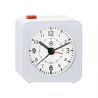 Marathon Watch Mini Non-Ticking Analog Alarm Clock with Auto Back Light and Snooze Function - White-Silent smooth sweep: this clock was engineered with a silent, continuous-sweep second hand quartz movement. It does not emit a ticking sound.