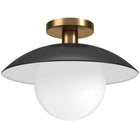 Hudson&Canal Alvia 14.5" Wide Semi Flush Mount with Metal/Glass Shade - Matte Black/Brass/White-Modern and contemporary design for your entryway, foyer, or kitchen