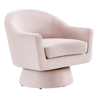 Modway Astral Performance Velvet Fabric and Wood Swivel Chair - Pink-Swivel Accent Chair