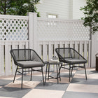 Outsunny 3-Pieces Wicker Patio Furniture Set with Glass Top Coffee Table & Cushions - Black-PE rattan wrapped on steel frames to resist rust, UV and weather 
