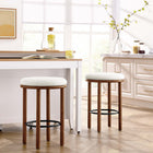 Modway Fable Boucle Fabric Counter Stools - Walnut Ivory - Set of 2-Boucle Fabric Upholstery