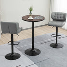 HOMCOM Round Bar Table, Easy Assembly for Home Bar, Small Dining Room - Brown-Elm wood table top features a polished finish with an anti-scratch weathered look 