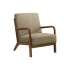 Monarch Specialties Upholstered 34"H Mid-Century Modern Accent Chair With Walnut Solid Wood Legs - Light Brown Fabric-This upholstered accent chair pairs soft touch light brown fabric with warm brown walnut solid wood, creating a balanced, fashionable style that complements both a living room and bedroom.