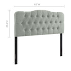 Modway Annabel Upholstered Fabric Queen Headboard - Grey-Deep inset buttons