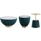 Manhattan Comfort Anderson Modern Leatherette Upholstered Coffee Table and End Tables - Green - Set of 3-Modern Coffee Table and End Table Set of 3 for Living Room Use