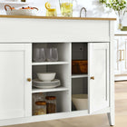 Modway Garland 3-Piece Kitchen Island and Stool Set - Oak White-Non-Marking Foot Pads
