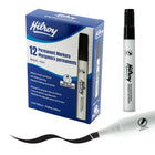Hilroy Permanent Markers - Low Odour Ink - Chisel Point - Black - 12 Pack-Multipurpose application:Engineered to write permanently on a wide range of surfaces—including paper, photos, plastic, wood, stone, and metal. Its versatile ink adheres reliably to most surfaces, making it perfect for both everyday tasks and demanding industrial environments