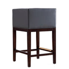Manhattan Comfort Kingsley 21" Mid-Century Modern Faux Leather Upholstered Counter Stool - Grey and Dark Walnut-Seat Height: "