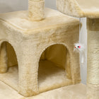 PawHut 71" Cat Tree Tower with Scratching Post, Houses and Toys - Beige-Material: Particle board, Plush, Sisal 