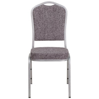 Flash Furniture HERCULES Series Crown Back Stacking Banquet Chair in Herringbone Fabric - Silver Frame-Multipurpose Banquet Chair