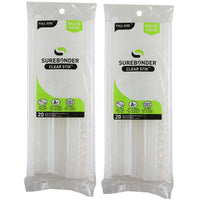Surebonder Dual Temp Full Size Glue Stick - Clear - 10" x 7/16" - 2 Packs of 20-Works at either low temperature (230 degrees F) or high temperature (380 degrees F)