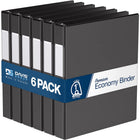 Davis Group Premium Economy Binder - D Ring - 1" - Black - 6 Pack-3 Ring Binder