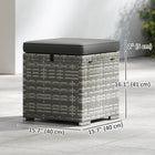 Outsunny 2 Pieces Wicker Outdoor Ottoman with Storage - Dark Grey-Plastic rattan style offers a chic look and durability