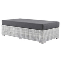 Modway Convene Outdoor Patio Rectangular Ottoman - Light Grey/Charcoal-Synthetic Rattan Weave