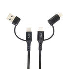 Evry 4-in-1 USB-A/USB-C to USB-C/Lightening Charging Cable - 10 ft - Black-4-in-1 Multifunction cable