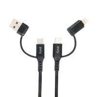 Evry 4-in-1 USB-A/USB-C to USB-C/Lightening Charging Cable - 10 ft - Black-4-in-1 Multifunction cable