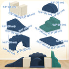Qaba Baby Soft Play Set, Foam Climbing Blocks Set - Navy Blue - Set of 7-Removable, washable cover keeps blocks fresh and easy to clean 