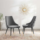 Modway Adorn Performance Velvet Dining Side Chair - Grey - 2 Pack-Performance Velvet Polyester Upholstery