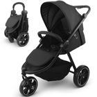 MotionGrey Jogger Foldable 3-Wheel Baby Stroller with Canopy and 5-Point Harness - Black-Three-wheel jogger-style stroller is designed for children from birth to 4 years