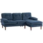HOMCOM L-Shape Sofa with Right Chaise Lounge and Rubber Wooden Legs - Navy Blue-Right chaise in L-shaped design fits room corners
