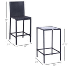 Outsunny 3 Piece Patio Bar Set for Patios Backyards Balcony Gardens Poolside - Black-Waterproof and UV resistant PE rattan