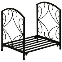 Outsunny Firewood Rack Outdoor - 16" Metal Fireplace Log Holder - Black-Four legs lift off the ground, helping to keep logs dry and aerated