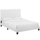 Modway Melanie Tufted Button Upholstered Fabric Queen Platform Bed - White-No Box Spring Required