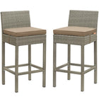 Modway Conduit Outdoor Patio Wicker Rattan Bar Stool - Light Gray Mocha - Set of 2-Modern Outdoor Bar Stool