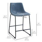 HOMCOM Counter Height Bar Stools with Back - Dark Blue - 2 Pack-Easy cleaning with a simple wipe down with a damp cloth
